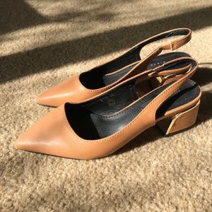 Camel color low heels